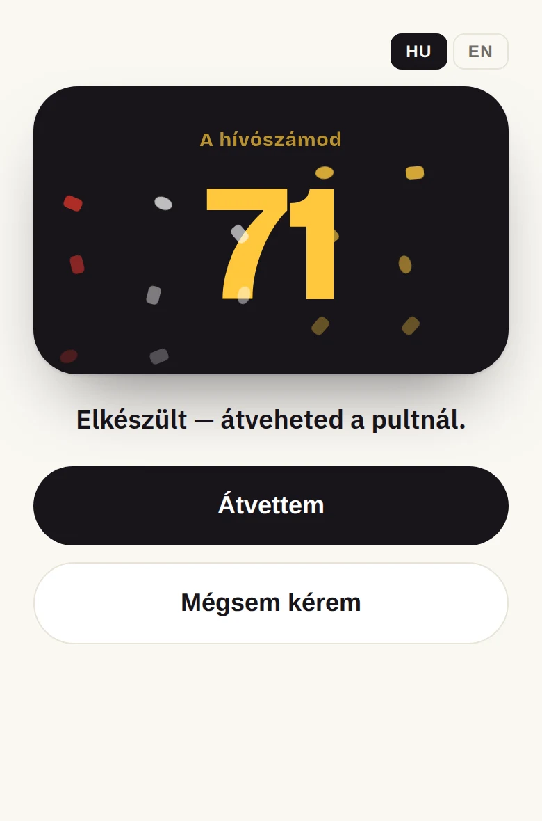 Elkészült — átveheted a pultnál